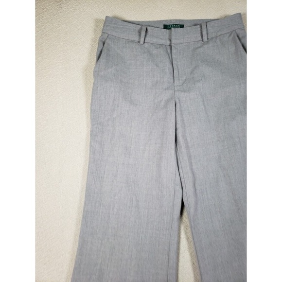 Lauren Ralph Lauren Pants Womens 6p Gray Wool Straight Wide Leg Slash Pockets - Picture 2 of 10